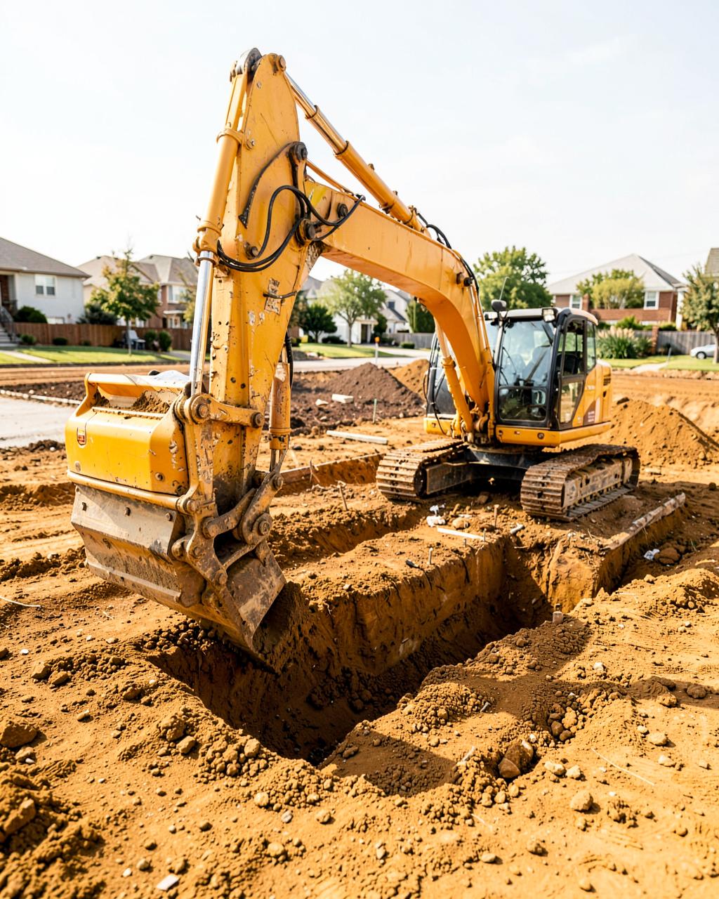 Terrassement — Engins et bennes en propre, terrains préparés au millimètre